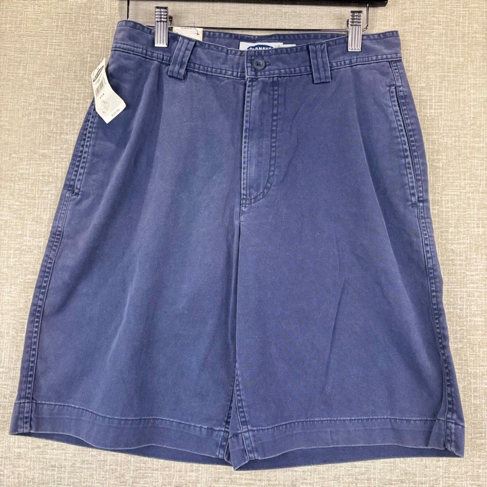 Old Navy Mens Blue Chino Shorts Size 28W Flat Front Casual NWT